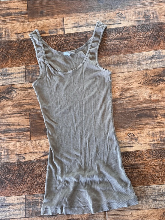 James Perse Tops - James Perse Women Ribbed Tank Top Size 3 Taupe Brown 100% Cotton USA M/L Fitted